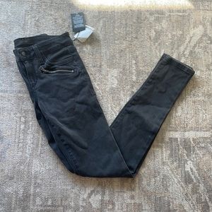 Grey Skinny Jeans with Zipper Details